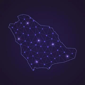 Digital network map of Saudi Arabia. Abstract connect line and d Stock Illustration