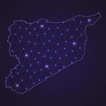 Digital network map of Syria. Abstract connect line and dot Stock Illustration