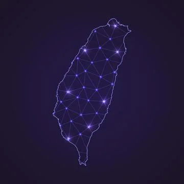 Digital network map of Taiwan. Abstract connect line and dot Stock Illustration