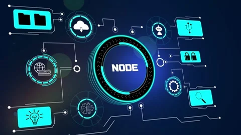 Digital Network Node and Decentralized Tech Loop Stock Footage 329183955