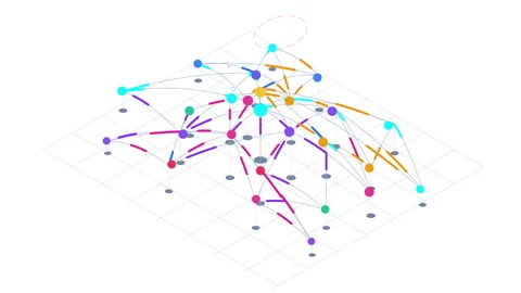 Digital network node animation with connection lines and data transfer Stock Footage 347245326