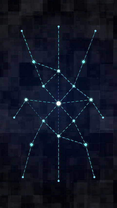 Digital network node animation with glowing lines on dark texture Stock Footage 346643960