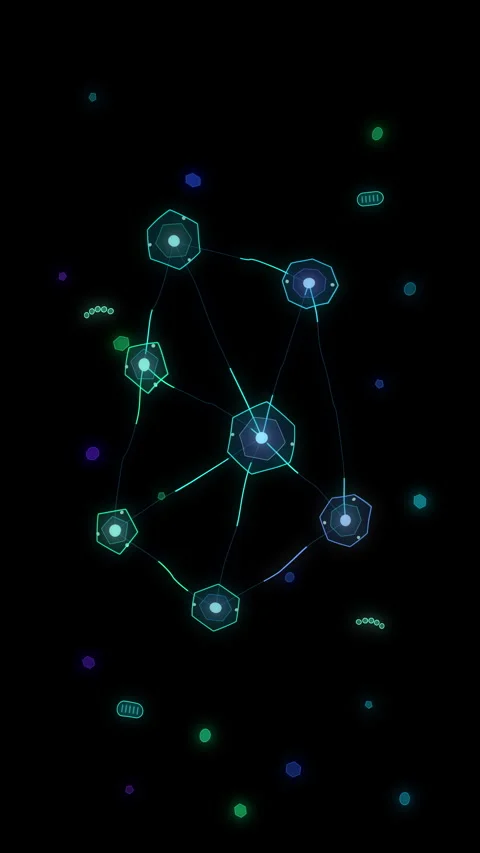 Digital network node animation with glowing blue nodes and connecting lines Video stock 346737481