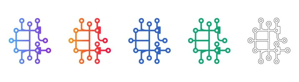 Digital Network Node Connection Icons 스톡 일러스트