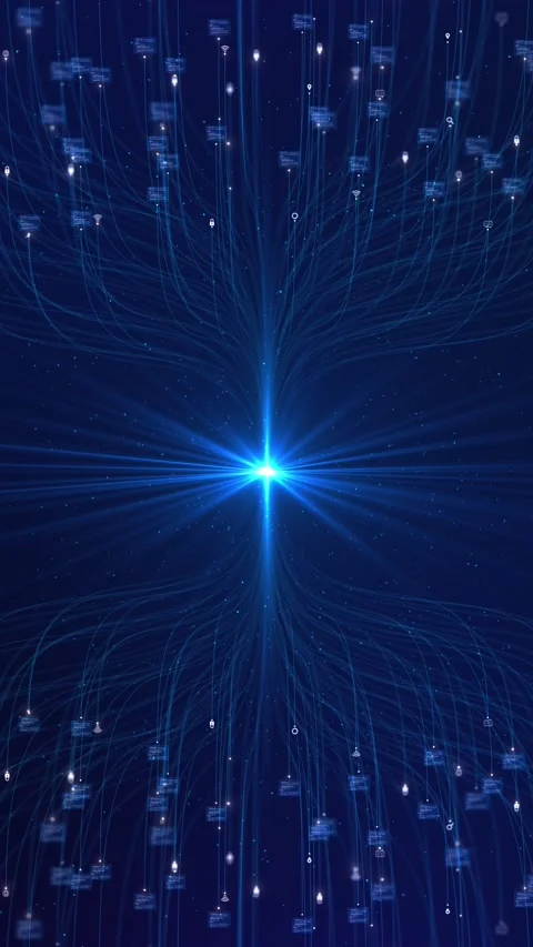 Digital Network Node System Data Connectivity Technology digital network light s Stock-Footage 341907674