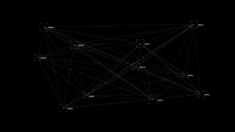 Digital network nodes connect in dark space Stock Footage 340201182