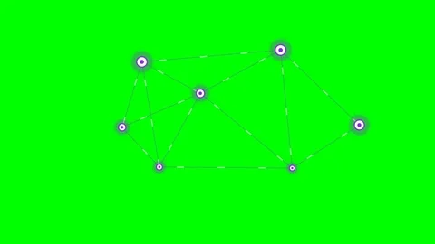 Digital network nodes connected by lines on a solid green background screen Stock Footage 340266772
