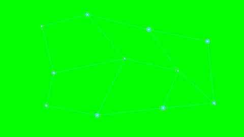 Digital network nodes connected by lines isolated on vibrant green screen Stock Footage 341824053