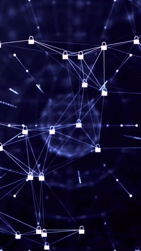 Digital network nodes connecting in futuristic cyberspace Stock Footage 339638132
