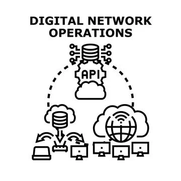 Digital network operations and cloud computing services managing Illustrazione stock