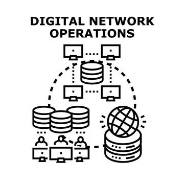 Digital network operations management and global data infrastructure イラスト素材