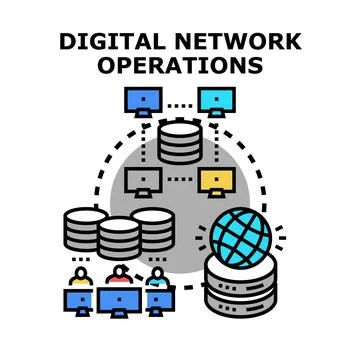 Digital network operations management and global data infrastructure Stock Illustration