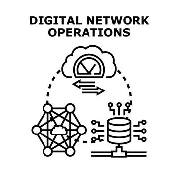Digital network operations managing cloud infrastructure and data Stock Illustration