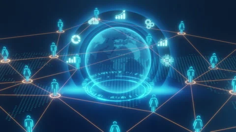 Digital network of people symbolizing customer relationship and global Stock Footage 287008732