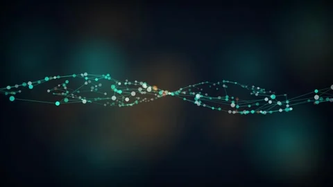 Digital network plexus ribbon waving seamless loop motion background Stock Footage 344799378