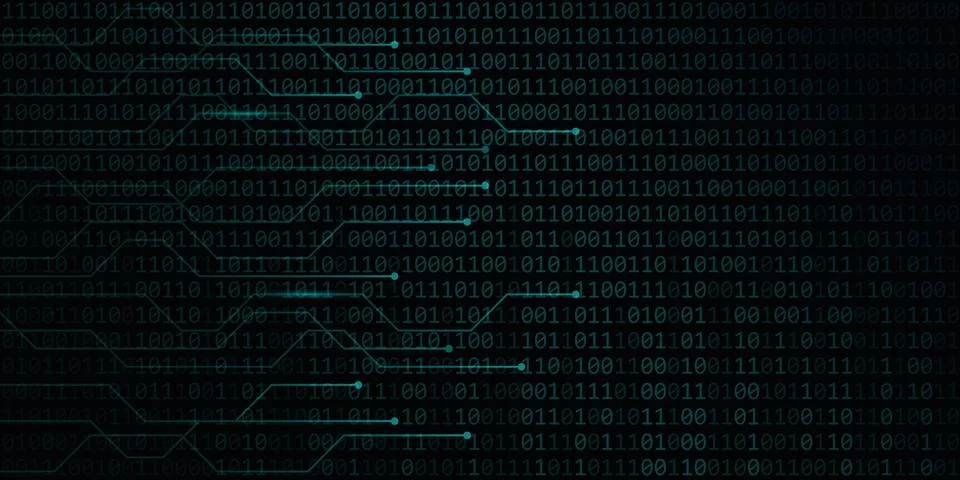 Digital network power with binary code background Stock Illustration