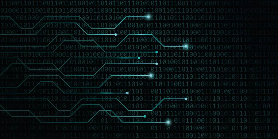 Digital network power with binary code background Stock Illustration