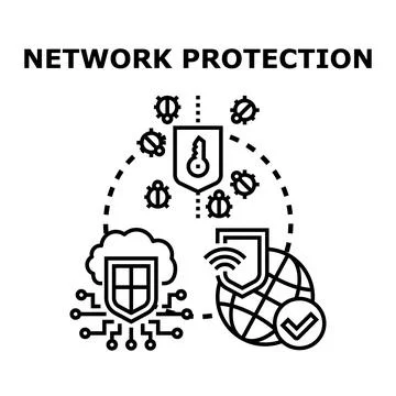 Digital network protection system securing internet data Stockillustratie