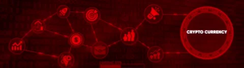 Digital network with red glowing icons symbolizing business growth and stra.. Stock Footage 332395764