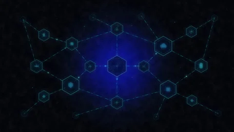 Digital network security and cyber data connection technology HUD motion graphic Stock Footage 347563160