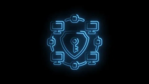 Digital network security concept neon style animation representing data pro.. Stock Footage 312307529