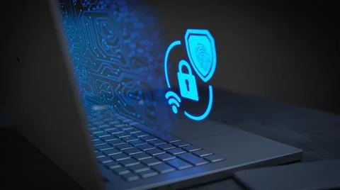 Digital network security cyber security concept 3D Render Stock Photos