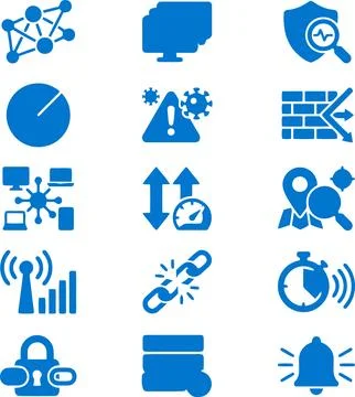 Digital Network Security Icons Set Representing Cyber Protection and Connec.. イラスト素材