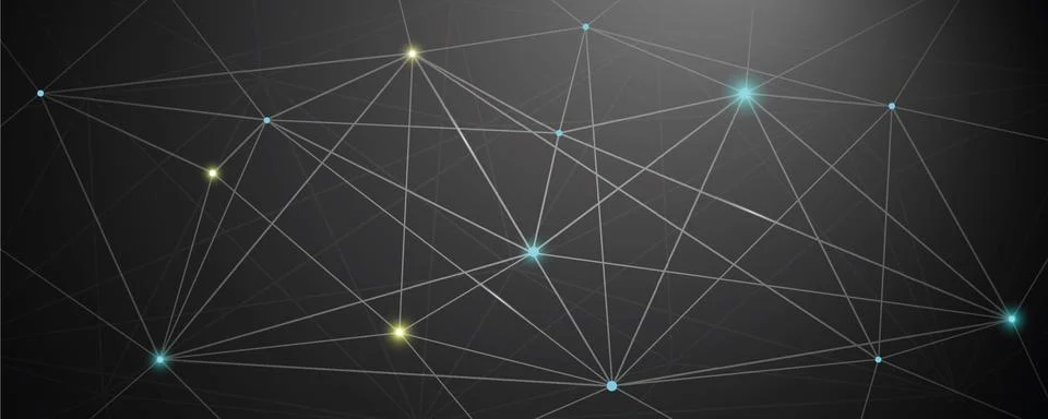 Digital network shiny technical structure on dark background Stock Illustration