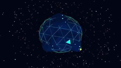 Digital Network Sphere Orbiting in Cosmic Nebula with Glowing Data Streams Video stock 347018078