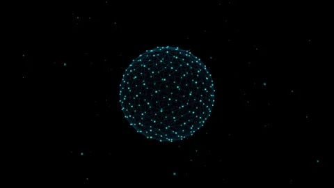 Digital network spheres floating in dark space Stock Footage 344952459