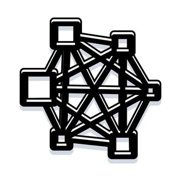 Digital network structure displaying connected nodes with links Ilustração Stock