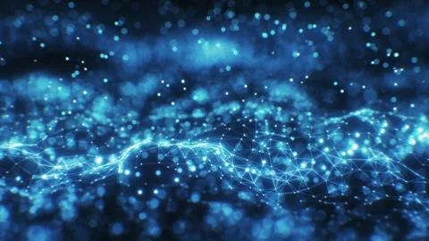 Digital Network Surface Waving in Cyber Space. Artificial Intelligence Stock Footage 270796239