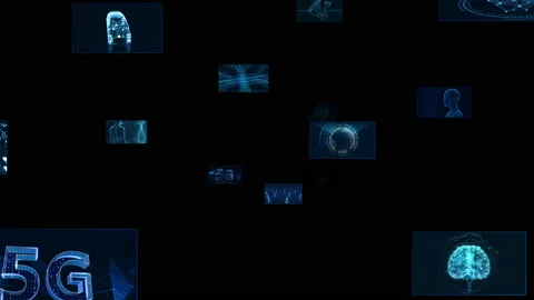 Digital Network Technology AI 5G E Move C Sozai Stock Footage 136435617
