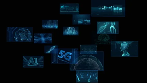 Digital Network Technology AI 5G E Rotate A Sozai Видео 136438671