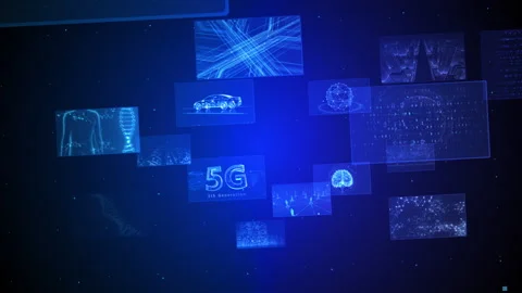 Digital Network Technology AI 5G E Move B Blue 스톡 동영상 136443990