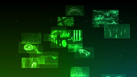 Digital Network Technology AI 5G data communication background F Rotate2 B Green Vídeos de archivo 137524440