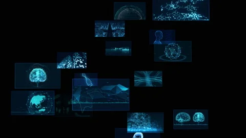 Digital Network Technology AI 5G data communication background F Rotate2 B Sozai Vidéo 137524449