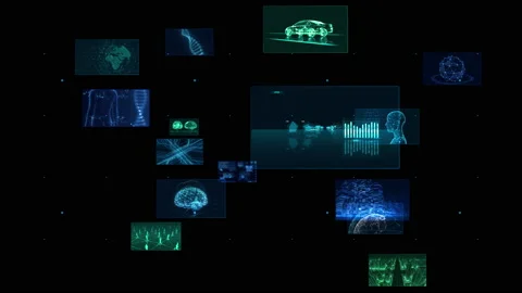 Digital Network Technology AI 5G data communication background F Rotate2 C Color Stock Footage 137525628