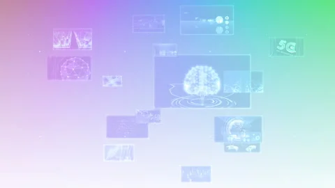 Digital Network Technology AI 5G data communication background F Rotate2 C Gray2 스톡 동영상 137526193