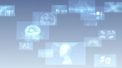 Digital Network Technology AI 5G data communication background F Side A Gray2 스톡 동영상 137528708