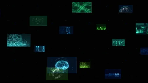 Digital Network Technology AI 5G data communication background F Side B Color Stock-Footage 137530225