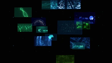 Digital Network Technology AI 5G data communication background F Rotate2 A Color Stock Footage 137532108