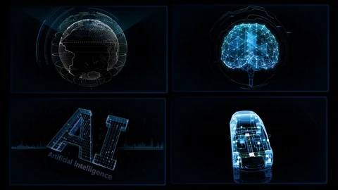 Digital Network Technology AI data concepts Background A 2x2 A blue 4k Stock Footage 127177709