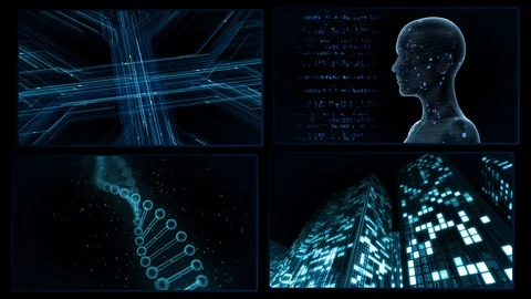 Digital Network Technology AI data concepts Background A 2x2 B blue 4k Video stock 127177750