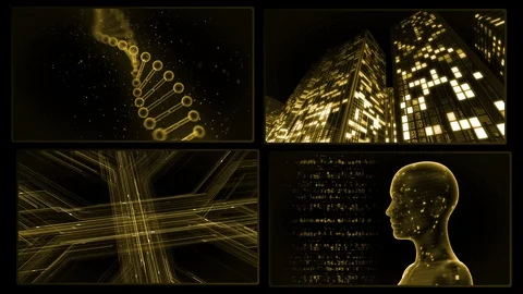 Digital Network Technology AI data concepts Background A 2x2 B yellow 4k Видео 127177756