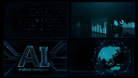 Digital Network Technology AI data concepts Background A 2x2 C blue 4k Video stock 127177835