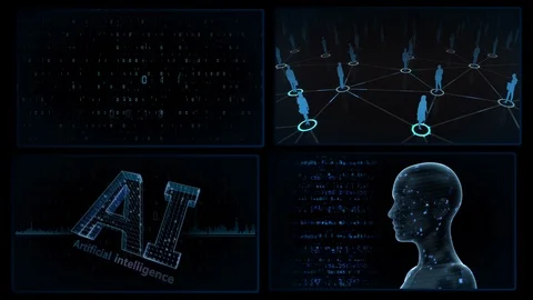 Digital Network Technology AI data concepts Background A 2x2 E blue 4k Video stock 127180085