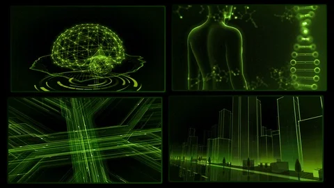 Digital Network Technology AI data concepts Background A 2x2 F green 4k Video stock 127181877