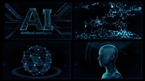 Digital Network Technology AI data concepts Background A 2x2 G blue 4k Video stock 127181886