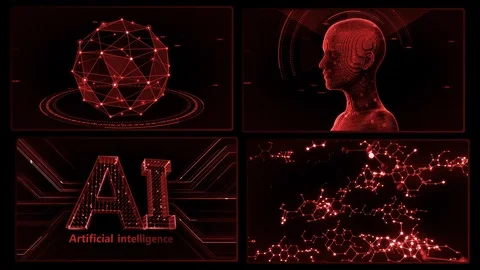 Digital Network Technology AI data concepts Background A 2x2 G red 4k 動画素材 127181935